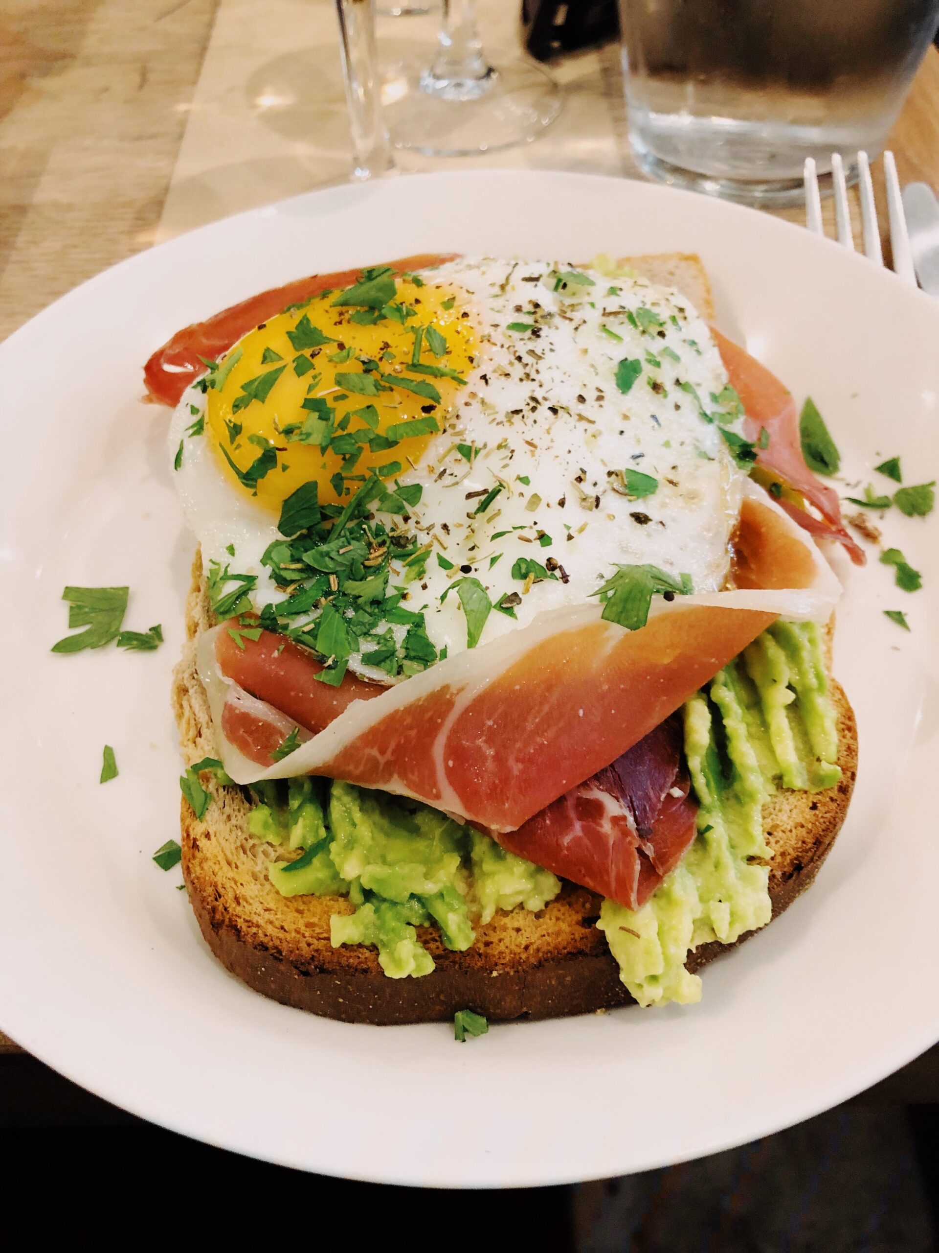 Open-faced tartine at Comptoir Poilane